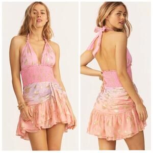LoveShackFancy Cambria Halter Sunset Stars Ombré Halter Mini Dress size Medium